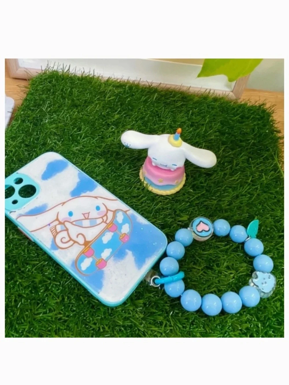 iPhone 13 cartoon case.Handmade cute case with free gift beads chain
